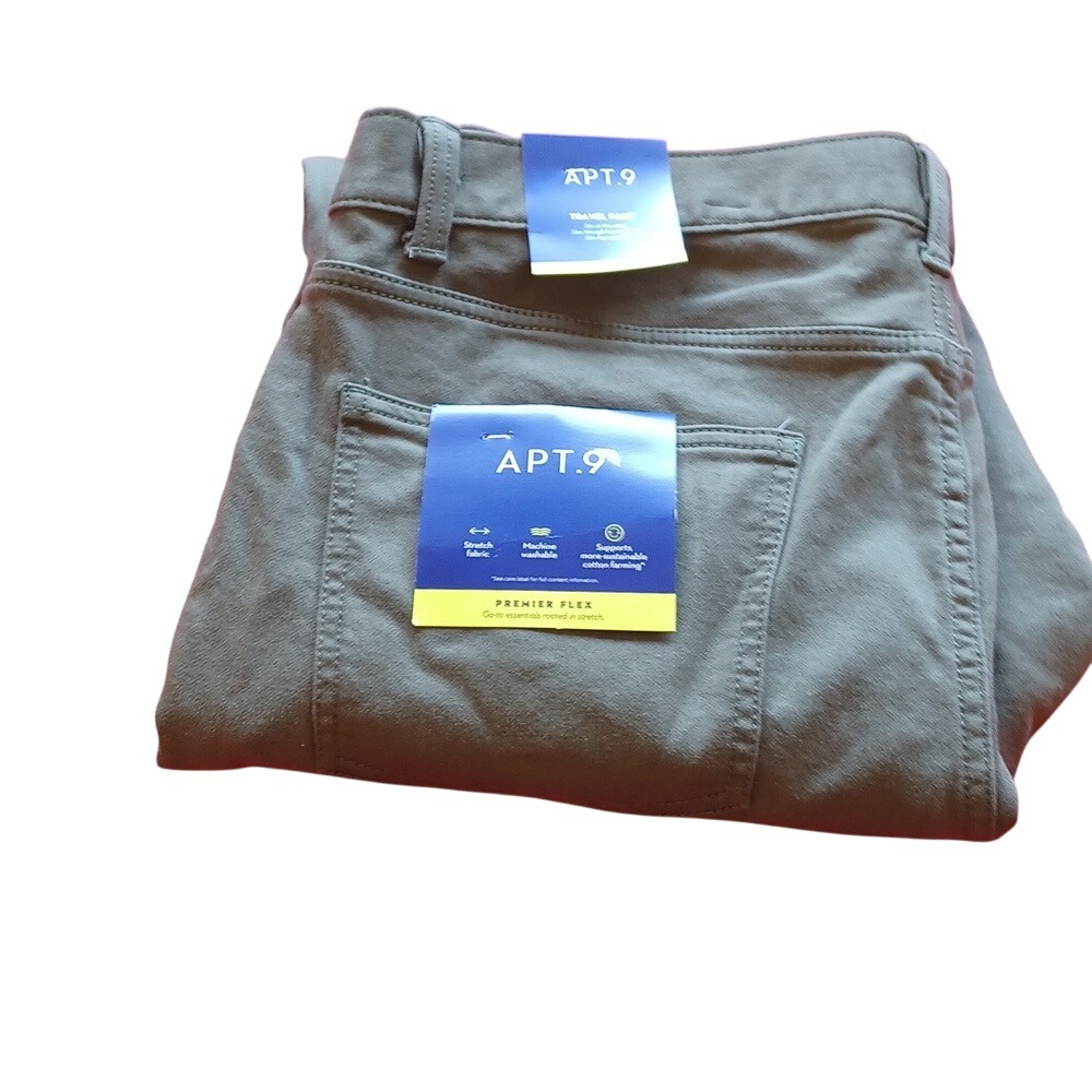 Apt. 9 Mens Premier Flex Travel Pants Olive Green Slim Fit 36x30 NWT